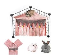 PAPIEEED Small Pet Hideout, Guinea Pig Corner Shelter Hideaway Sugar Glider Habitat Peekaboo Hamster Toy Forest Reversible Cage Accessories for Chinchilla, Hedgehog, Rat