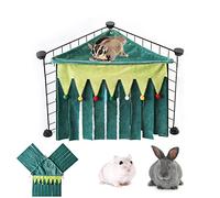 PAPIEEED Small Pet Hideout, Guinea Pig Corner Shelter Hideaway Sugar Glider Habitat Peekaboo Hamster Toy Forest Reversible Cage Accessories for Chinchilla, Hedgehog, Rat