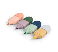 Papier Bright Ideas 4 Mini Highlighters Set | Mint, Mustard, Lilac & Peach Pastel Colours | Smooth Pen Chisel Tip for Fine Lines | Secondary School, Office Stationery & University Essentials Pack