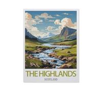 Papier Jigsaw Puzzle 1000 Stück，The Highlands Schottland Vintage Reiseplakat，Erwachsene Kinder Spielzeug Dekompressionsspiel（38x26cm）-CE38