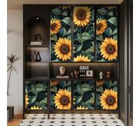 Papier peint adhesif 3D 44 X300Lcm Feuilles Vertes De Tournesol Papier peint autocollant Décor panoramique en Relief, idéal Pour Donner du Volume à un mur uni sans percer Z261940