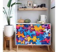 Papier peint adhesif 3D 44 X300Lcm Puzzle Esthétique Coloré Papier peint autocollant Décor panoramique en Relief, idéal Pour Donner du Volume à un mur uni sans percer Z263523