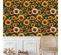 Papier peint adhesif 44 X500Lcm Feuilles Vertes De Tournesol Papier peint fleuri Revêtement autocollant au Style Naturel, idéal Pour Chambre Adulte ou Espace détente Z261969