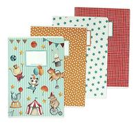 Papierdrachen 4 exercise books for children DIN A4 | lined and squared 32 pages - circus design - for the start of school for primary school pupils - set number 3-16 sheets