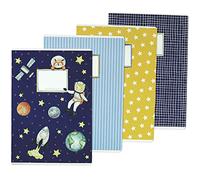 Papierdrachen 4 exercise books for children DIN A4 | lined and squared 32 pages - design astronaut - for the start of school for primary school pupils - set number 5-16 sheets