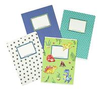 Papierdrachen 4 exercise books for children DIN A5 | lined and squared 32 pages - design dino - for primary school enrolment - set number 4-16 sheets