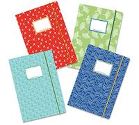 Papierdrachen 4 High-Quality Plastic-Free School Folders with Elastic Band in DIN A4 | Rainbow Motif - Post Folder for Students - File Folder - Collector Stapler - Set Number 9