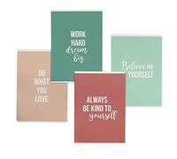 Papierdrachen 4 notebooks for teenagers and adults - DIN A5 | lined and squared 32 pages - design pastel/statements - perfect for university, school and office - set number 6-16 sheets