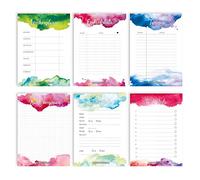 Papierdrachen 6 notepads for appointments, weekly planner, to do list, shopping lists and notes - daily planner and weekly planner watercolour - ideal for school, university and household - notepad