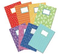 Papierdrachen 8 High Quality Paper Children's Notebook Covers | DIN A4 | Rainbow Pattern | Notebook Cover | 250 g/m² | Set Number 1