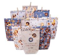 Papierdrachen Advent Calendar 2025 - 24 Printed Paper Bags for Filling Yourself - Hyggewald - 24 Number Stickers and Wooden Pegs - 6 Designs - Christmas