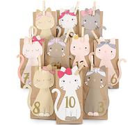 Papierdrachen DIY advent calendar kraft paper set - punched out cats - with 24 brown paper bags to fill and make yourself - Christmas 2021