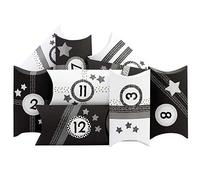 Papierdrachen DIY Advent calendar - with washi tape and number stickers - 24 padded cardboard boxes - black and white design