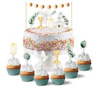 Papierdrachen - Festive cake topper for a unique cake decoration - cake toppers 19 pieces - for various occasions such as christening, communion, confirmation - eucalyptus - set 1