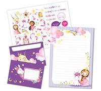 Papierdrachen Letter Pad Set - 50 Colourful Printed Letter Sheets - Writing Paper with Sticker Sheet - 20 Matching Envelopes - Gift Idea for Children - Unicorn