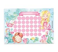 Papierdrachen Reward chart set for children in a 10-sheet tear-off pad - Motivating concept as educational aid - with great stickers for boys and girls - Mermaid blank set design 15