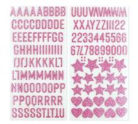 Papierdrachen Self-Adhesive Foam Rubber Glitter Letters and Numbers Made of Foam Rubber | ABC | for Crafting and Designing School Cones, Cards, Candles and Much More - DIY Letter Set - Pink