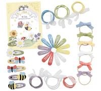 Papierdrachen Spring Hair Accessories Set - 48 Pieces - Durable and Robust - Hair Clips - Hair Bobbles - Accessories - with Appliques - for Long and Fine Hair