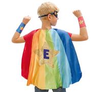 Papierdrachen Superhero Set Star Rainbow Men Cape Cuffs Mask Action and Fantasy Carnival and Fancy Dress Costume