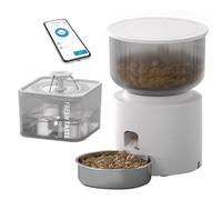 PAPIFEED 3L/13 Cup Automatic Cat Feeder & 3L Water Dispenser, Stainless Steel Bowl, 2.4G WiFi Pet Feeder with APP Control for Remote Feeding, 1-10 Meals Per Day, Detachable for Easy Clean (White Suit)