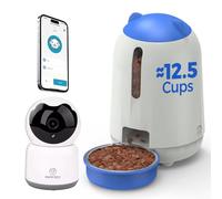 PAPIFEED 3L Automatic Cat Feeder and External Camera, 2.4G WiFi Auto Pet Feeder with App Control and Dual Power Supply, 1080P HD Video with Enhanced IR Night Vision, Two-Way Voice Call Camera, Blue