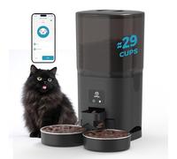 PAPIFEED 7L Automatic Cat Feeder for 2 Cats - 2.4G WiFi Timed Auto Feeder with APP Control, Cat Food Dispenser with Alexa for Multiple Cats, Detachable for Easy Clean, 1-10 Meals Per Day - Black