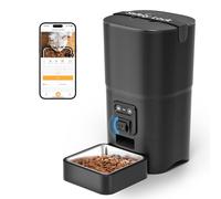 PAPIFEED Automatic Cat Feeder 6L 2.4G WiFi Smart Pet Feeder with Camera & Two-Way Audio, Adjustable Angle, Easy to Clean Detachable Feeding Schedule 1-10 Meals Per Day for Cats & Small Dogs - Black