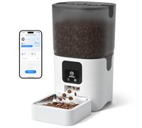 PAPIFEED Automatic Cat Feeder with App, 2.4G WiFi Cat Food Dispenser, 6L Timed Cat Feeder for Dry Food, 10 Meals/Day, 12 Portions/Meal, Dual Power Supply Smart Pet Feeder for Dog, White