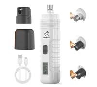 PAPIFFEED Dog Nail Grinder with LCD Display - Quiet Electric Nail Trimmer with Dual LED Light, Safe for Black & Thick Nails, Rechargeable for Small Medium Large Dogs & Cats (White)