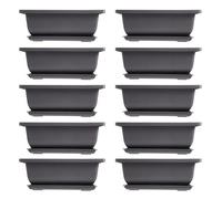 Papiivan 10 Packs Bonsai Training Pots with Tray Plastic Bonsai Plants Growing Pot for Garden Yard Living Room Balcony 16.5X12cm