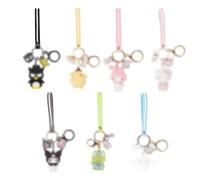 PaPiJoJo Cute Keychain Kawaii Anime Keychain, Hello Kitty, My Melody,Kuromi,Keroppi, Badtz-Maru, Cinnamoroll, Pompompurin, 7pcs Set, S
