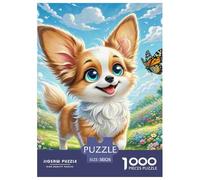 Papillon 1000 Piece Jigsaw Puzzle Educational Games Classic Pet Dog Jigsaw Puzzles Color Challenge for Travel Gifts,Present 38x26cm/1000pcs