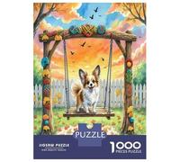 Papillon 1000 Piece Puzzle for Adults Romantic Cityscape Architecture Vibrant Dogs in Open Grassy FieldStreet Premium Puzzle 52x38cm/1000pcs