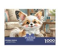 Papillon 1000 Pieces for Adults Jigsaw Puzzles Beautiful Decoration Puzzle Pet Dog Challenging Puzzles Gifts for Men38x26cm/1000pcs