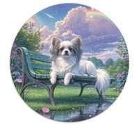 Papillon 1000 Pieces Round Jigsaw Puzzle Creative Dog Lmpossible Hard Dificult Challenging Games for Adults And Kids 1000pcs (67.5x67.5cm)