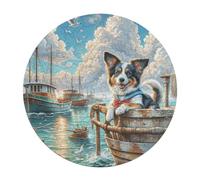 Papillon 120 Piece Circular Puzzle Cute Pet Animals Animal Shape Premium Home Decor Puzzle Stress Relief Relaxing Activity for Adults & Kids Educational 120 PCS