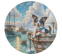 Papillon 195 Piece Round Puzzle Cute Pet Animals Animal Shape All Ages Educational Puzzle Creative Challenge Gift for Families Home Decor Inspiration 195 PCS