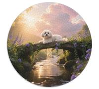 Papillon A Thoughtful 1000pc Round Puzzle with Pet Dog, Ideal for Relaxation Corners, Great for Artistic Souls 1000pcs (67.5x67.5cm)