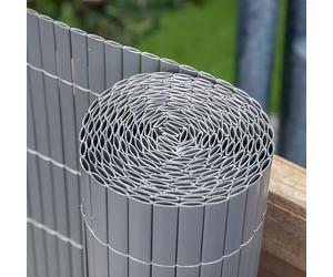 Papillon Artificial Grey Bamboo Cane Plastic Garden Fence Screening Roll Privacy Border 4m x 1.5m