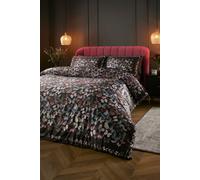 'Papillon' Butterfly Print Velvet Duvet Cover Set Soiree Charcoal Double