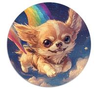 Papillon Dog 1000 Piece Animation Round Jigsaw Puzzles Impossible Puzzle Educational Games for Adults And Kids 1000pcs (67.5x67.5cm)