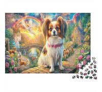 Papillon Dog 1000 Piece Puzzle Heavenly Garden for Relaxation Brain Training Retirement Gift Housewarming Gift for Advanced Puzzlers 70x50cm/1000pcs