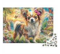 Papillon Dog 1000 PieceJigsaw Puzzle for Adults PuzzlesEducationalEnchanted Forest Castle Game Challenging PuzzlesPuzzle Game for The Whole for Women, Gifts for Men70x50cm/1000pcs