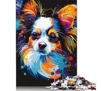 Papillon Dog Art 1000 Piece Jigsaw Puzzle for Adult Toy Intellectual Game Educational Game for Adult Stress Relief Home Decoration 1000pcs (75x50cm)