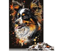 Papillon Dog Art Wooden Jigsaw Puzzles for Adults 500 Pieces,Jigsaw Puzzle for Adult Family Games Jigsaws Wall Decoration 500pcs (52x38cm)