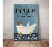 Papillon Dog Bath Soap Company Decorations Home Wall Art Modern Farmhouse Sign Retro Metal Tin Sign Vintage Sign for Home Coffee Wall Decor 12x8 Inch