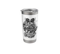 Papillon Dog Drinking ice Coffee on a Swing b&w DIGOR Stainless Steel Insulated Tumbler