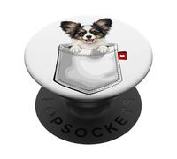 Papillon Dog In Pocket Peeking Cute Puppy Dog PopSockets Adhesive PopGrip