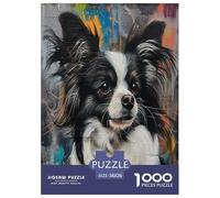 Papillon Dog Jigsaw Puzzles Puzzles for Adults Kids. 1000 Piece Great Gifts Challenge Toy Educational Games Home Decoration for Adults& Kids Age 14 Years Up 38x26cm/1000pcs