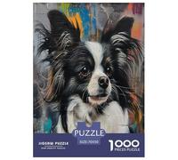 Papillon Dog Jigsaw Puzzles Puzzles for Adults Kids. 1000 Piece Impossible Challenge Toy Educational Games Home Decoration for Adults& Kids Age 14 Years Up 70x50cm/1000pcs